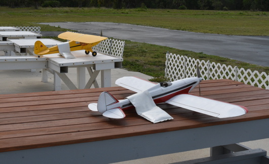 Two of the authors' airplanes in the pits